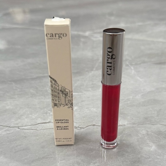 Cargo Cosmetics Essential Lip Gloss Prague Deep Red Super High Shine Makeup - Picture 2 of 13